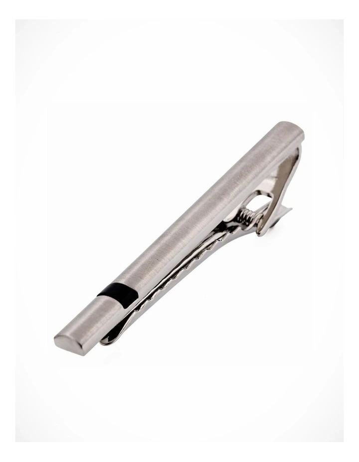 Brush Rhodium Black Tie Bar image 2