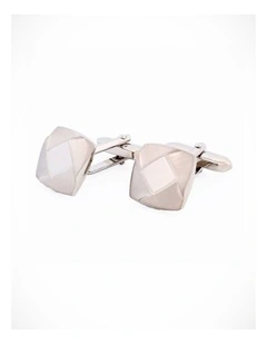 Rhod Brush Rhodium Cufflinks