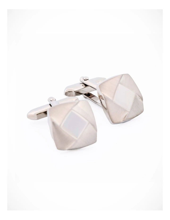 Rhod Brush Rhodium Cufflinks image 2