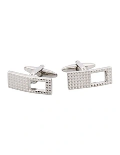 Rhodium Plated Rectangle Cufflinks with Cutout