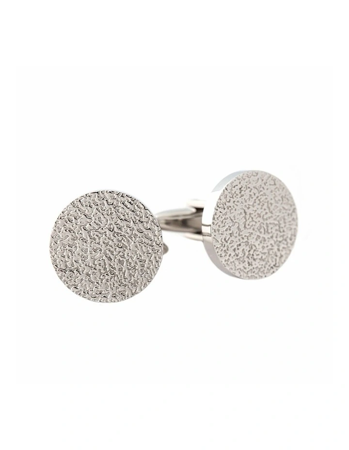 Stainless Steel Rough Patterned Round Cufflinks image 1