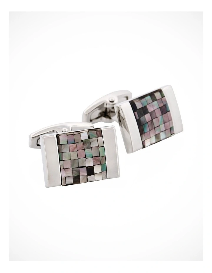 Rhodium Plated Crackled Dark Black Lip Cufflinks image 2