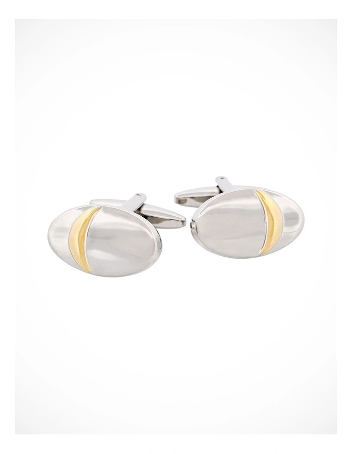 Brushed Rhodium & Polished Gold Cufflinks image 2