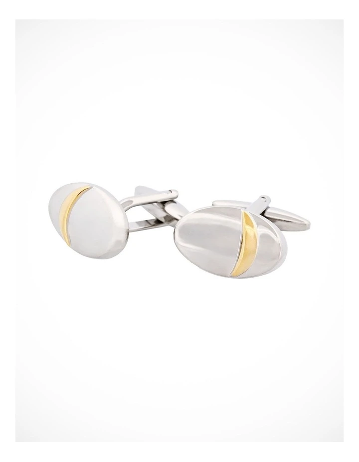 Brushed Rhodium & Polished Gold Cufflinks image 3