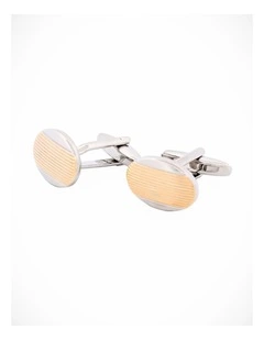 Rhodium & Matt Gold Striped Cufflinks