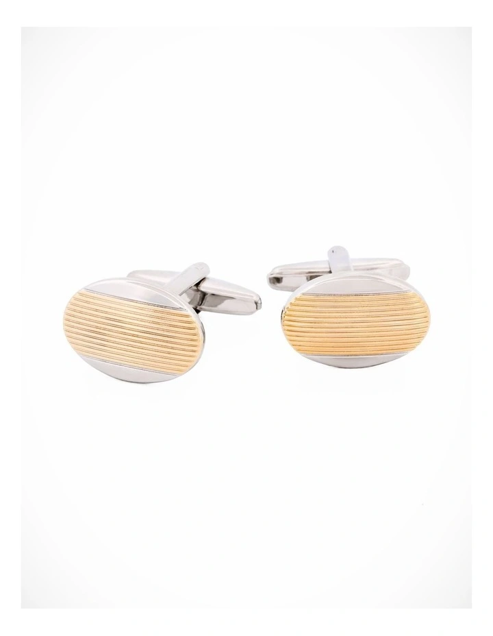 Rhodium & Matt Gold Striped Cufflinks image 3