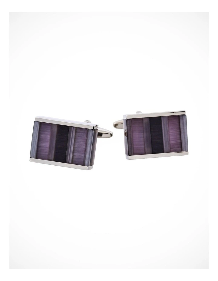 Multi Stripe Grey Cats Eye Cufflinks image 2