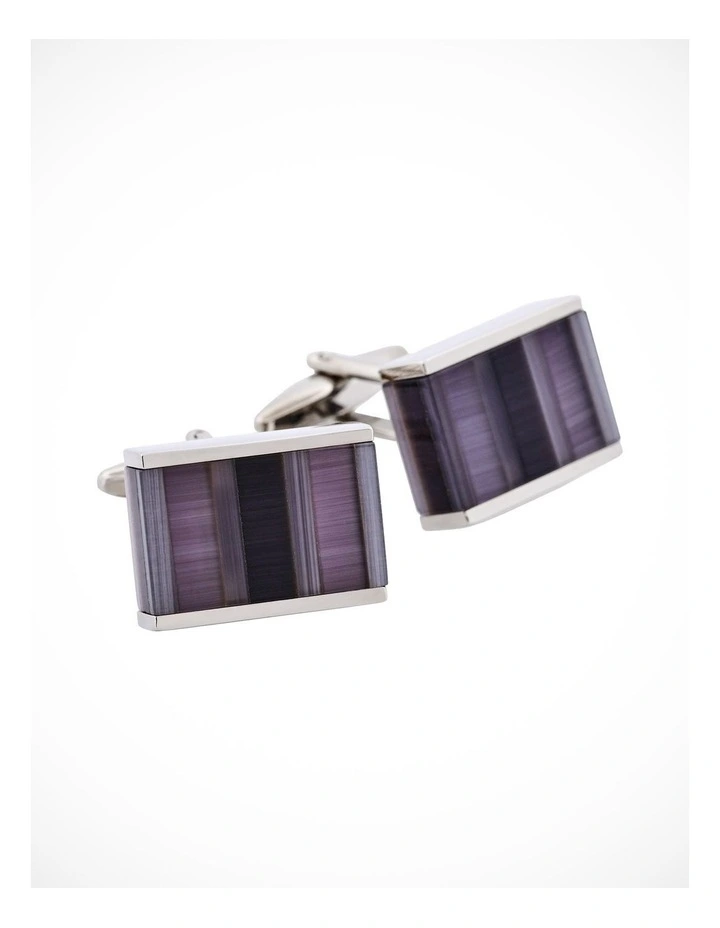 Multi Stripe Grey Cats Eye Cufflinks image 3