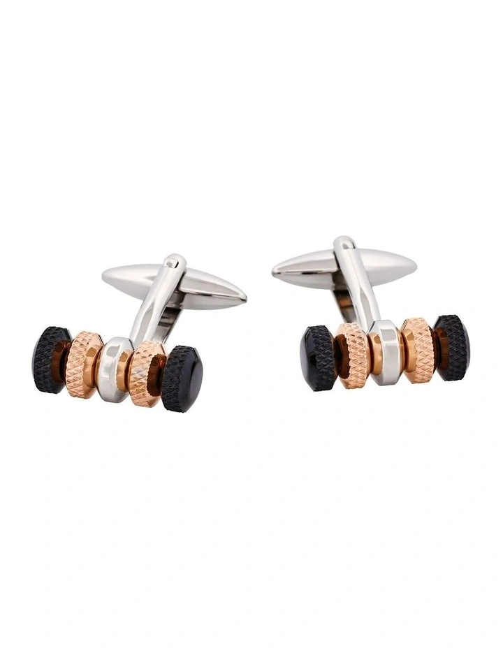 Ion Plated Black Rose Gold Steel Cufflinks image 1