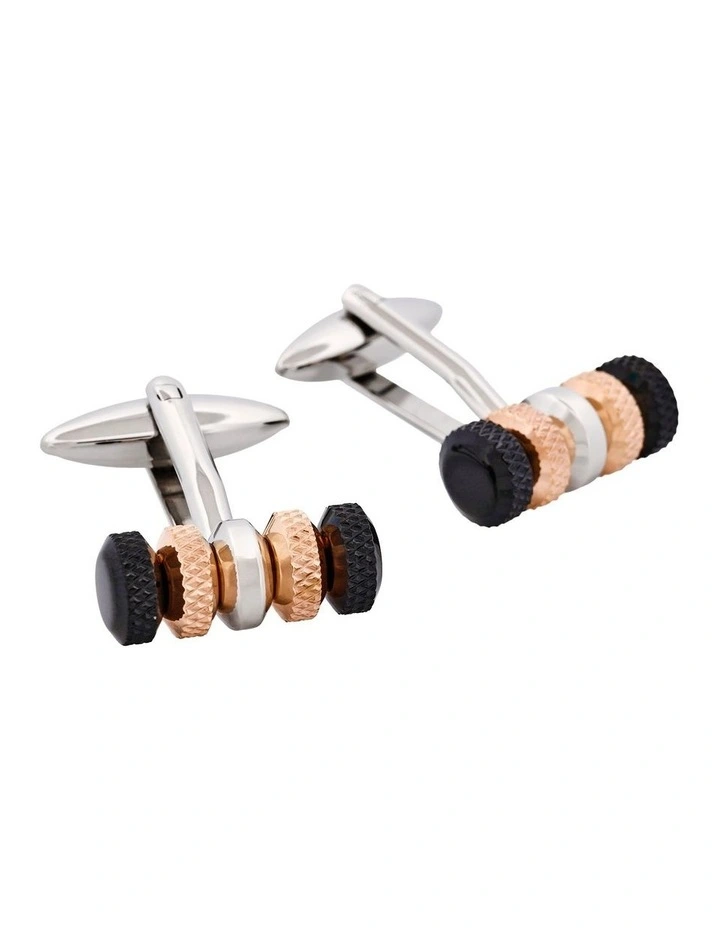 Ion Plated Black Rose Gold Steel Cufflinks image 2
