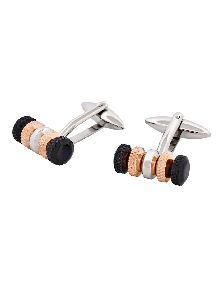 Ion Plated Black Rose Gold Steel Cufflinks image 3