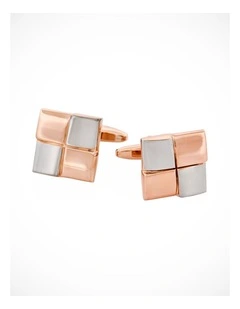 Rhodium & Rose Gold Square Cufflinks