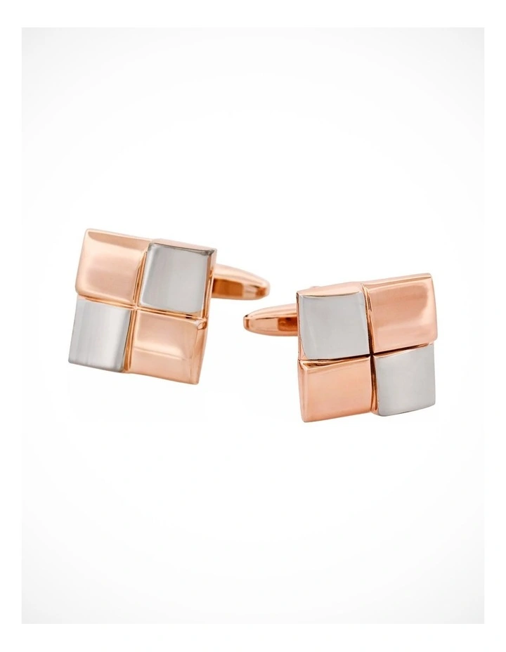 Rhodium & Rose Gold Square Cufflinks image 1