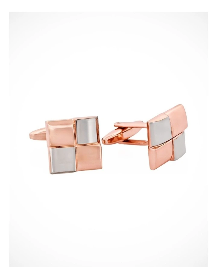 Rhodium & Rose Gold Square Cufflinks image 2