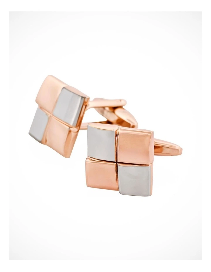Rhodium & Rose Gold Square Cufflinks image 3