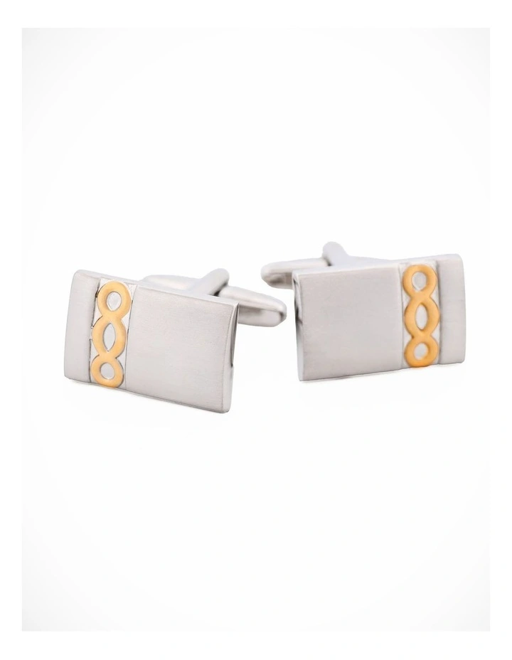 Brushed Rhodium & Brushed Gold Cufflinks image 2