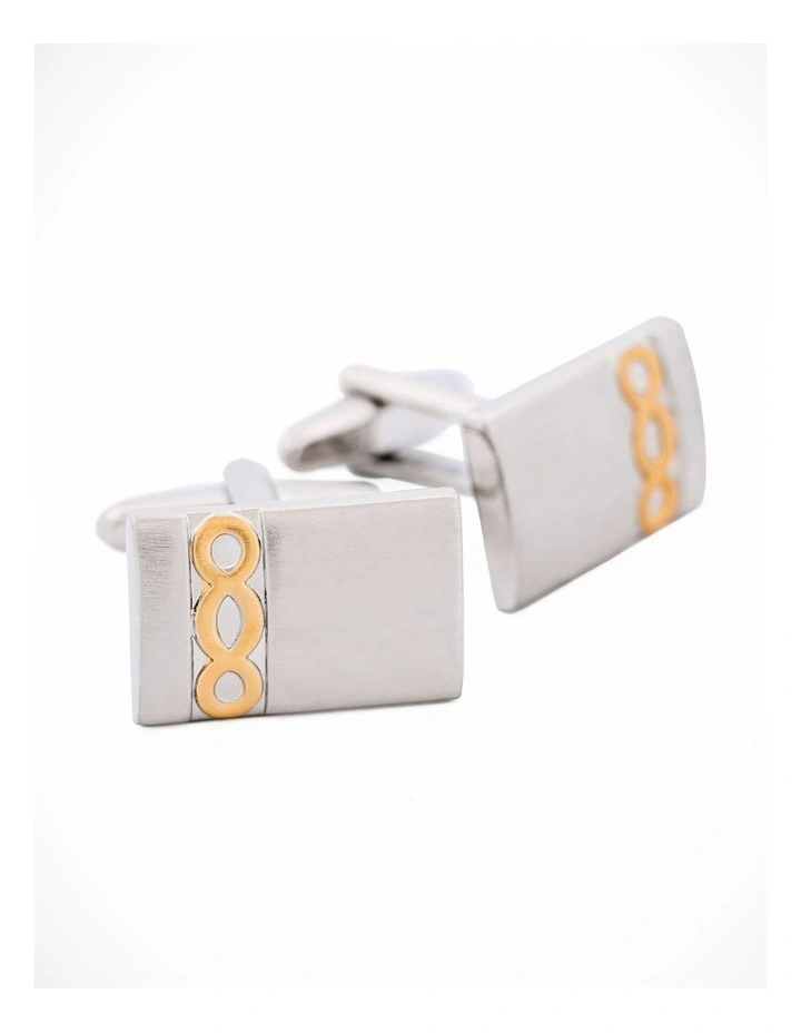 Brushed Rhodium & Brushed Gold Cufflinks image 3