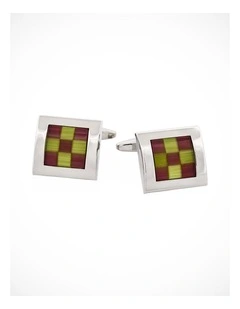 Purple & Green Check Cats Eye Cufflinks