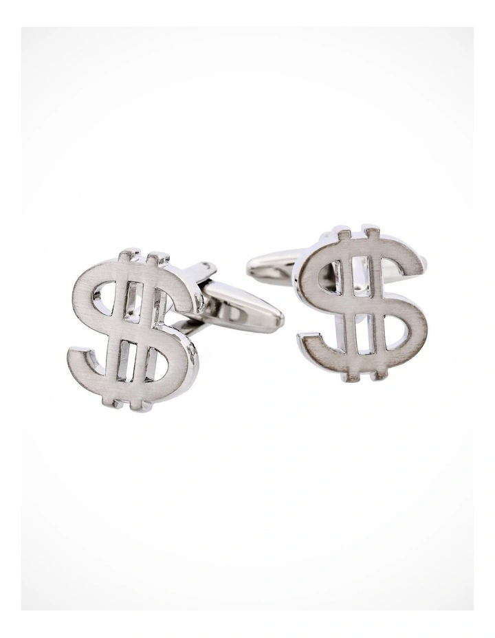 Rhodium Plated $ Sign Cufflinks image 1