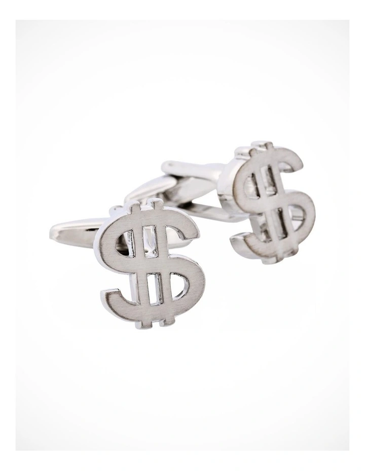 Rhodium Plated $ Sign Cufflinks image 2