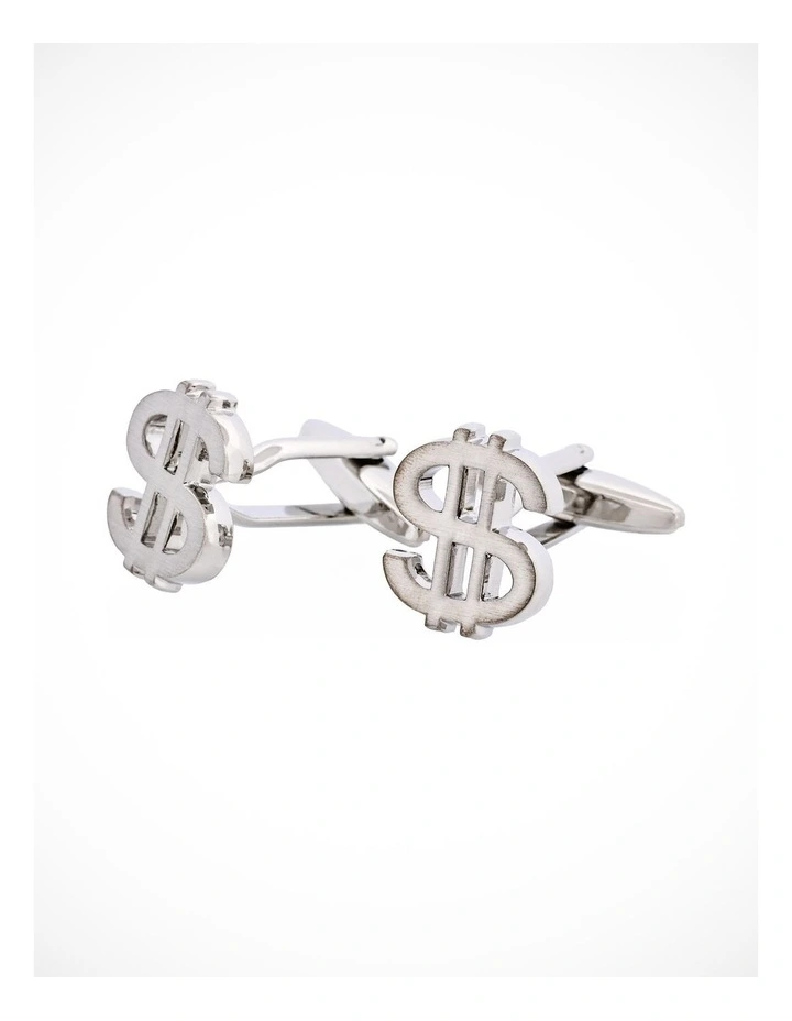 Rhodium Plated $ Sign Cufflinks image 3