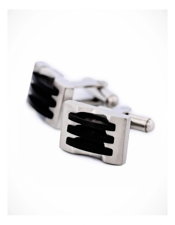 Stainless Steel Ion Plated Black Cufflinks image 2