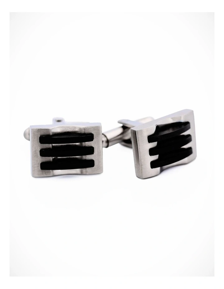 Stainless Steel Ion Plated Black Cufflinks image 3