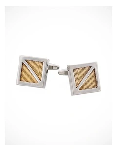 Rhodium & Gold Plated Square Mesh Cufflinks