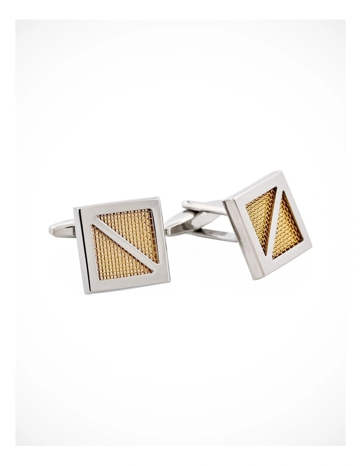 Rhodium & Gold Plated Square Mesh Cufflinks image 2