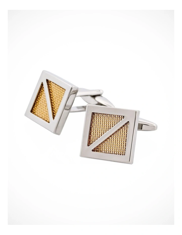 Rhodium & Gold Plated Square Mesh Cufflinks image 3