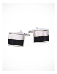 Mop & Onyx Rhodium Plated Cufflinks