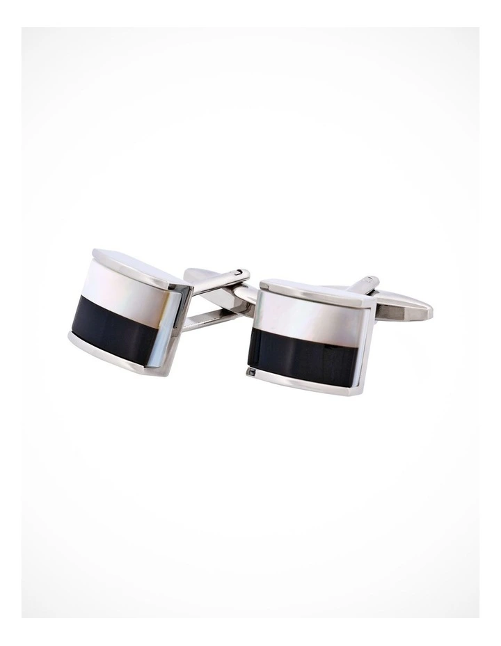 Mop & Onyx Rhodium Plated Cufflinks image 3
