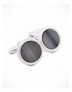 Rhodium Plated Grey Cufflinks