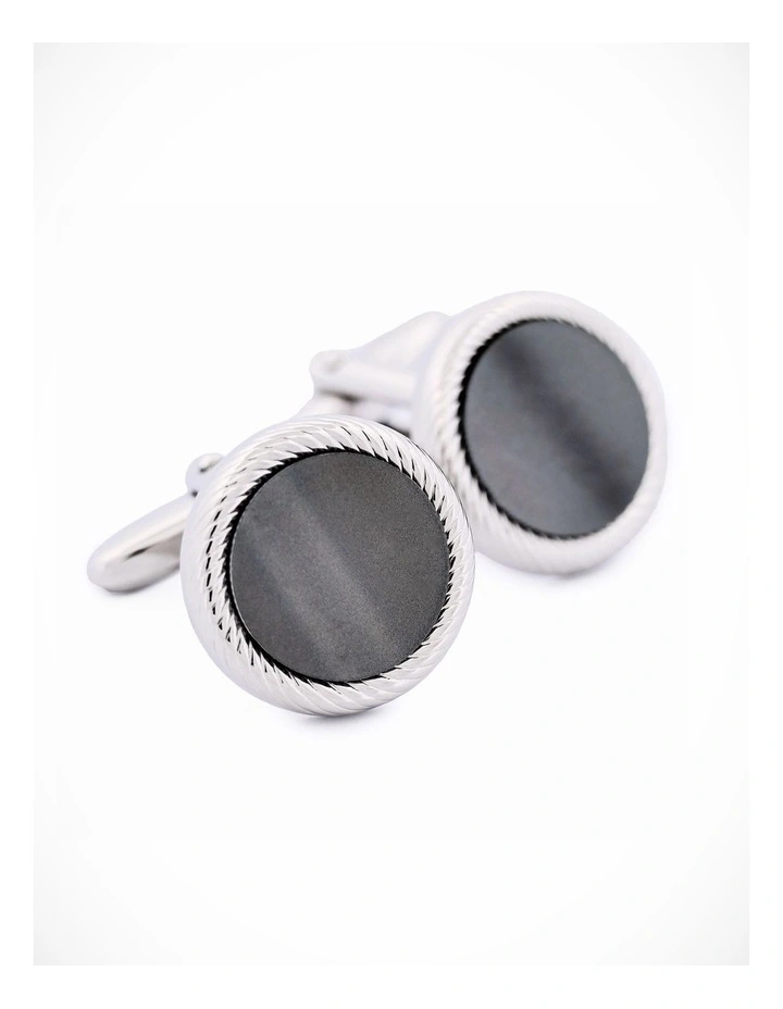Rhodium Plated Grey Cufflinks image 1