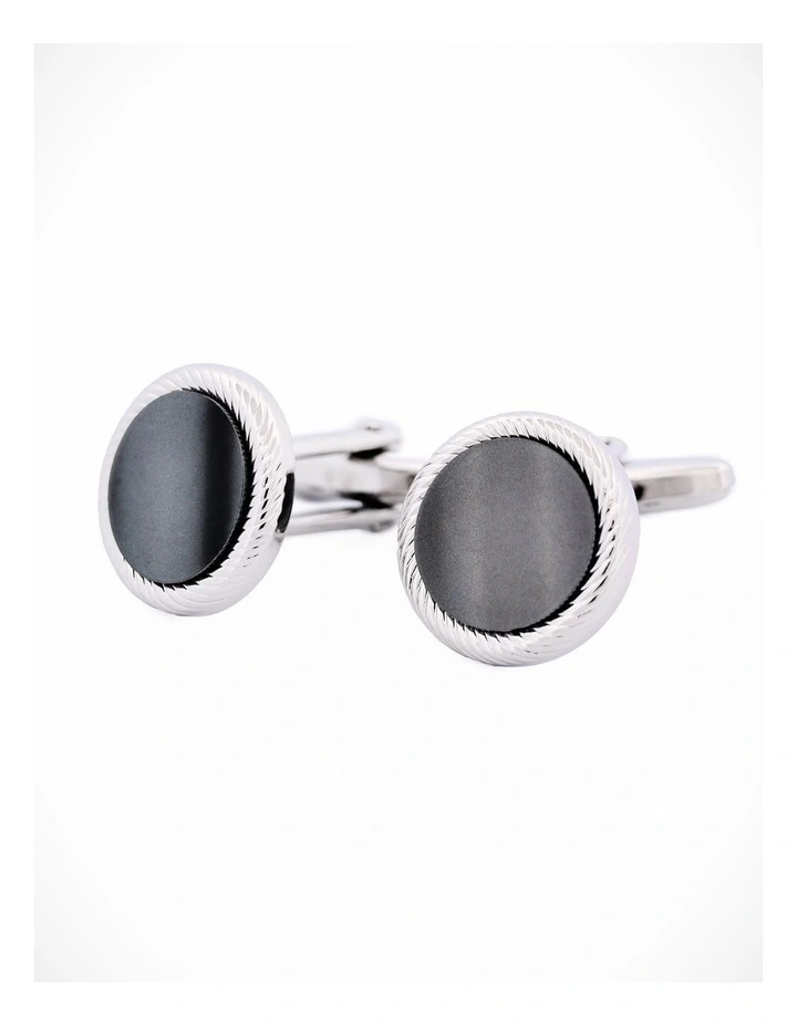 Rhodium Plated Grey Cufflinks image 2