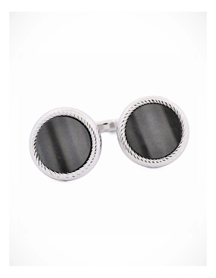 Rhodium Plated Grey Cufflinks image 3