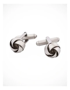 Rhodium Pearl Plated Knot Cufflinks