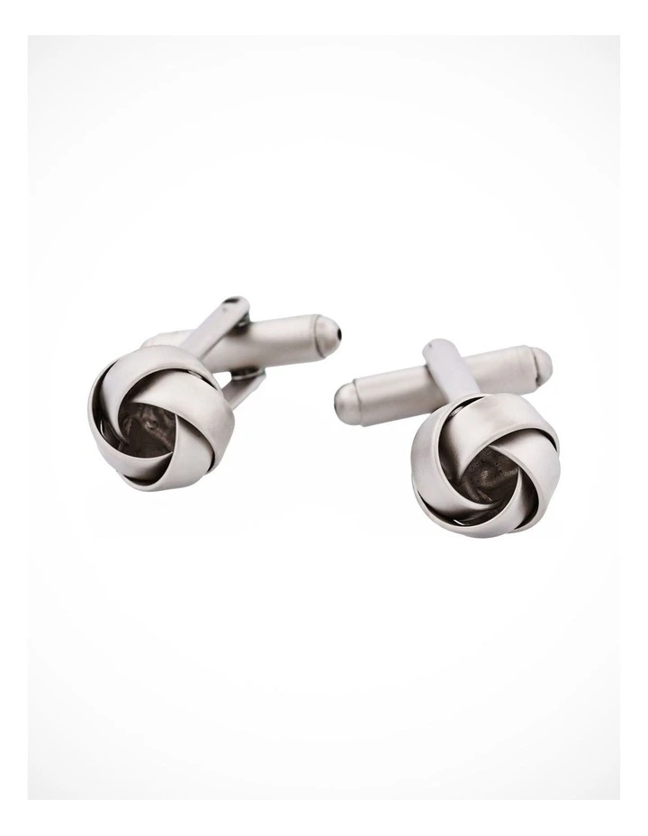 Rhodium Pearl Plated Knot Cufflinks image 1