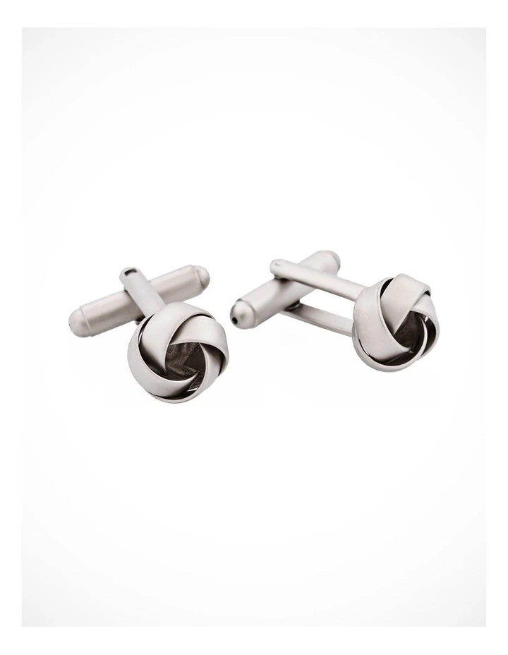 Rhodium Pearl Plated Knot Cufflinks image 2