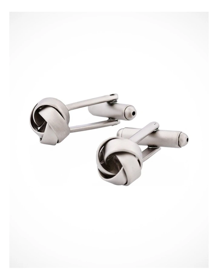 Rhodium Pearl Plated Knot Cufflinks image 3