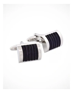 Black Ribbed Cats Eye Cufflinks