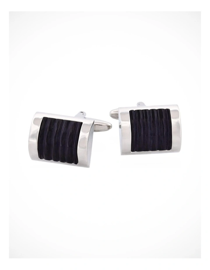 Black Ribbed Cats Eye Cufflinks image 3