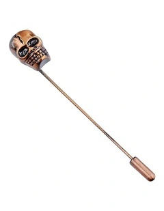Antique Brass Skull Lapel Pin