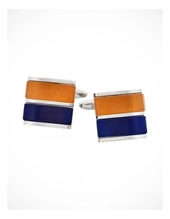 Orange & Navy Cats Eye Cufflinks