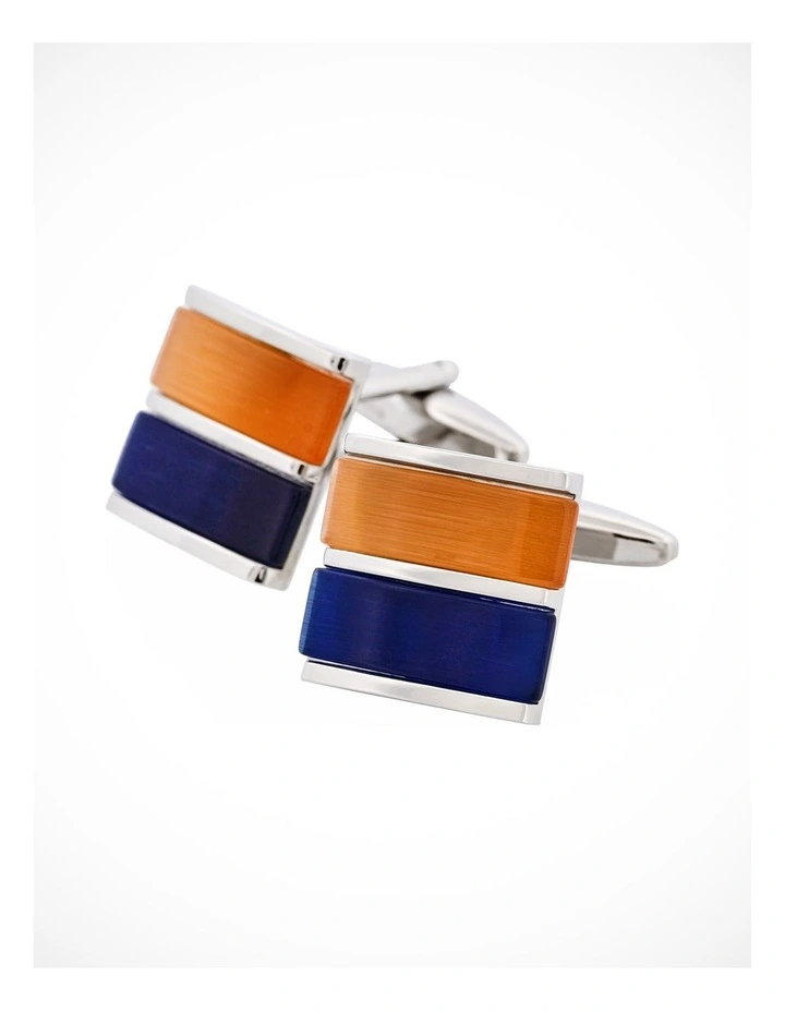 Orange & Navy Cats Eye Cufflinks image 2