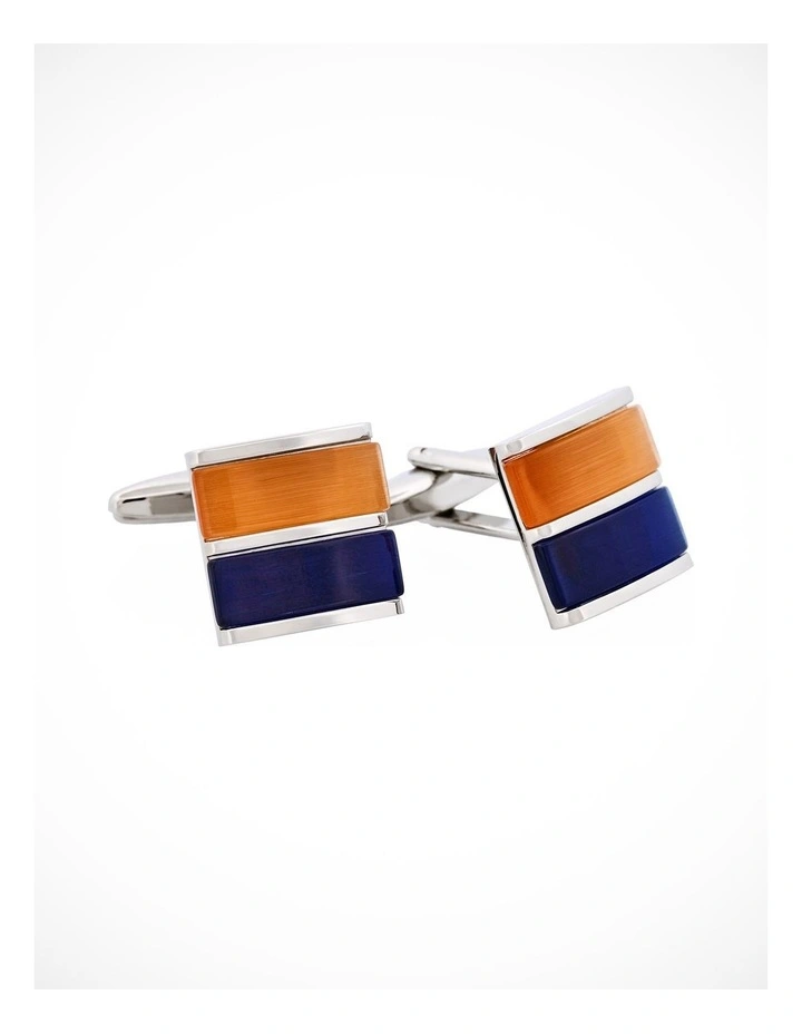 Orange & Navy Cats Eye Cufflinks image 3