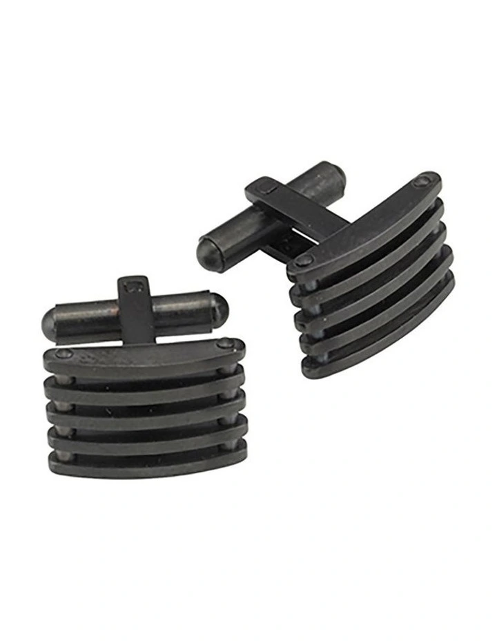 Stainless Steel Ion Plated Black Grill Cufflinks image 1