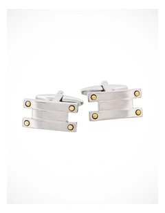 Brushed Rhodium & Gold Screw Plated Cufflinks