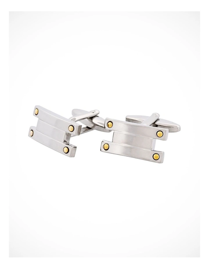 Brushed Rhodium & Gold Screw Plated Cufflinks image 2