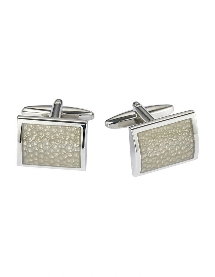 Ivory Bubble Patterned Enamel Cufflinks image 1